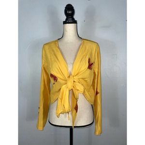 Jacques Ruc Yellow Tie Open Front Blouse            Size: 1 / XS